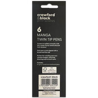 Crawford & Black Manga Twin Tip Pens: 6 Pack