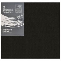 Crawford & Black Stretched Canvases Black 12 x 12 Inches: Pack of 2