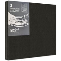 Crawford & Black Stretched Canvases Black 12 x 12 Inches: Pack of 2