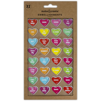 Retro Hearts Embellishments: Pack of 32