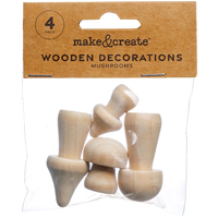 Wooden Mushroom Decorations: Pack of 4