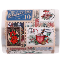 Vintage Christmas Stamps Sticker Roll